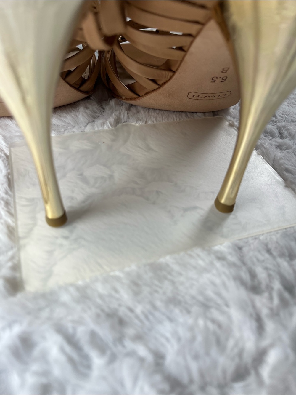 COACH Tan Strappy Cage Heels sz 6.5 - Picture 3 of 5